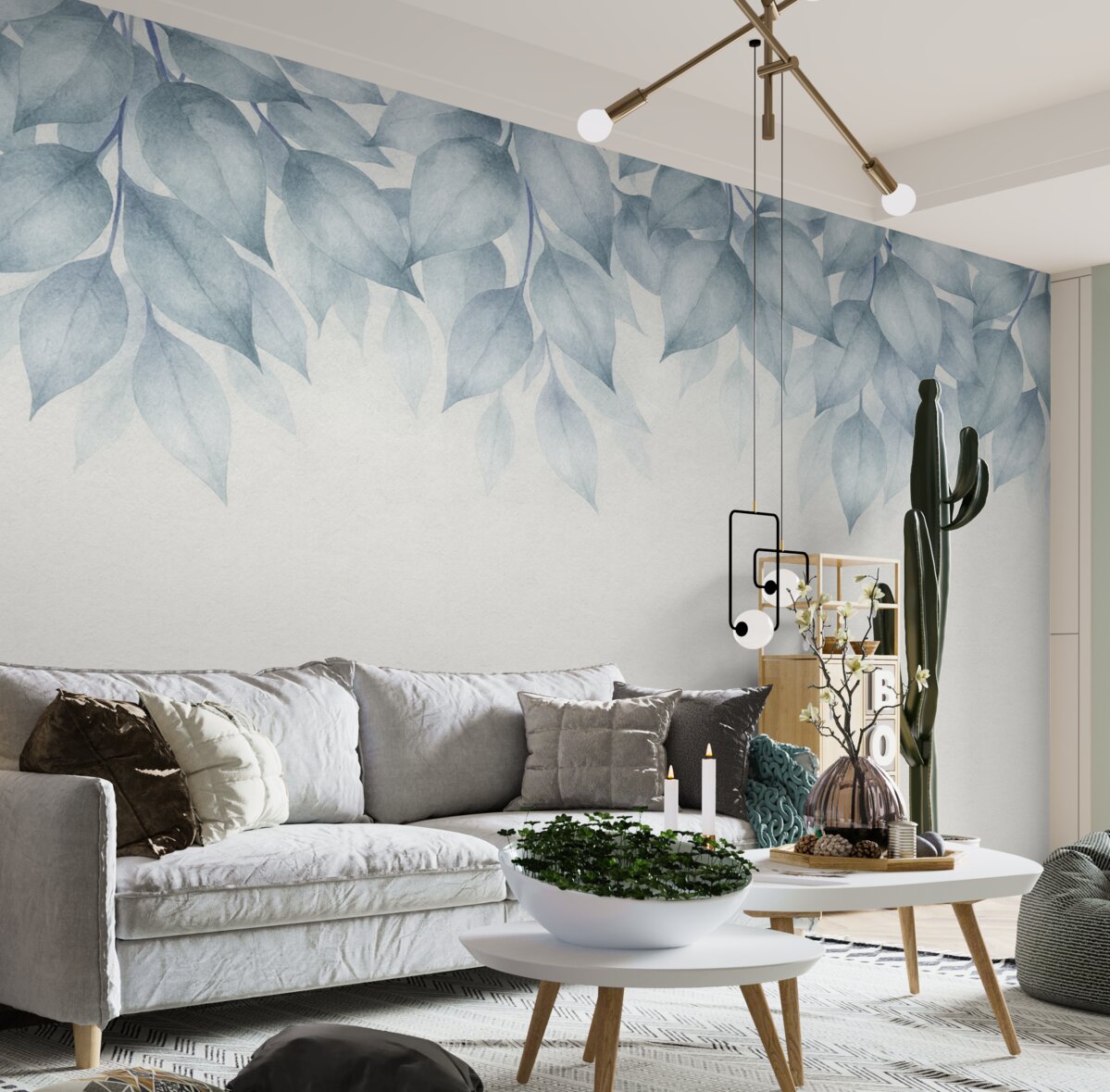 Fototapeta Ogromne niebieskie liście z wierzchu.