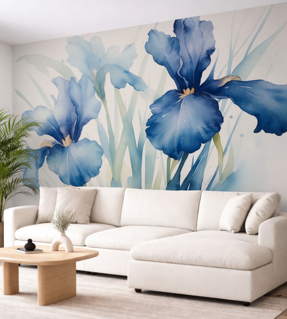 Fototapeta Irysy w rozmytej technice mokrej akwareli, kolor fioletowo-niebieski.