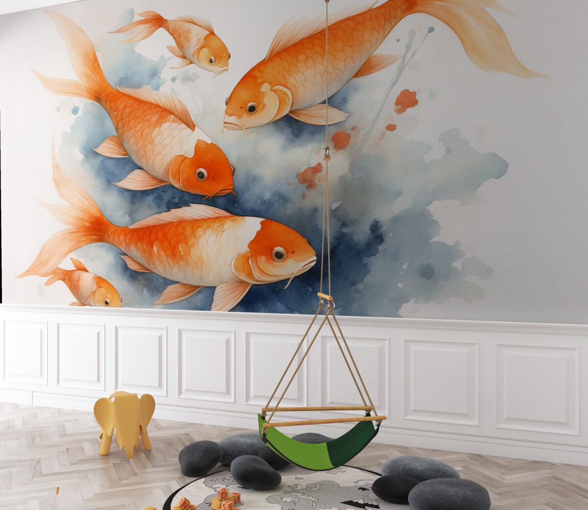 Fototapeta Karp Koi w technice akwarelowej na mokro