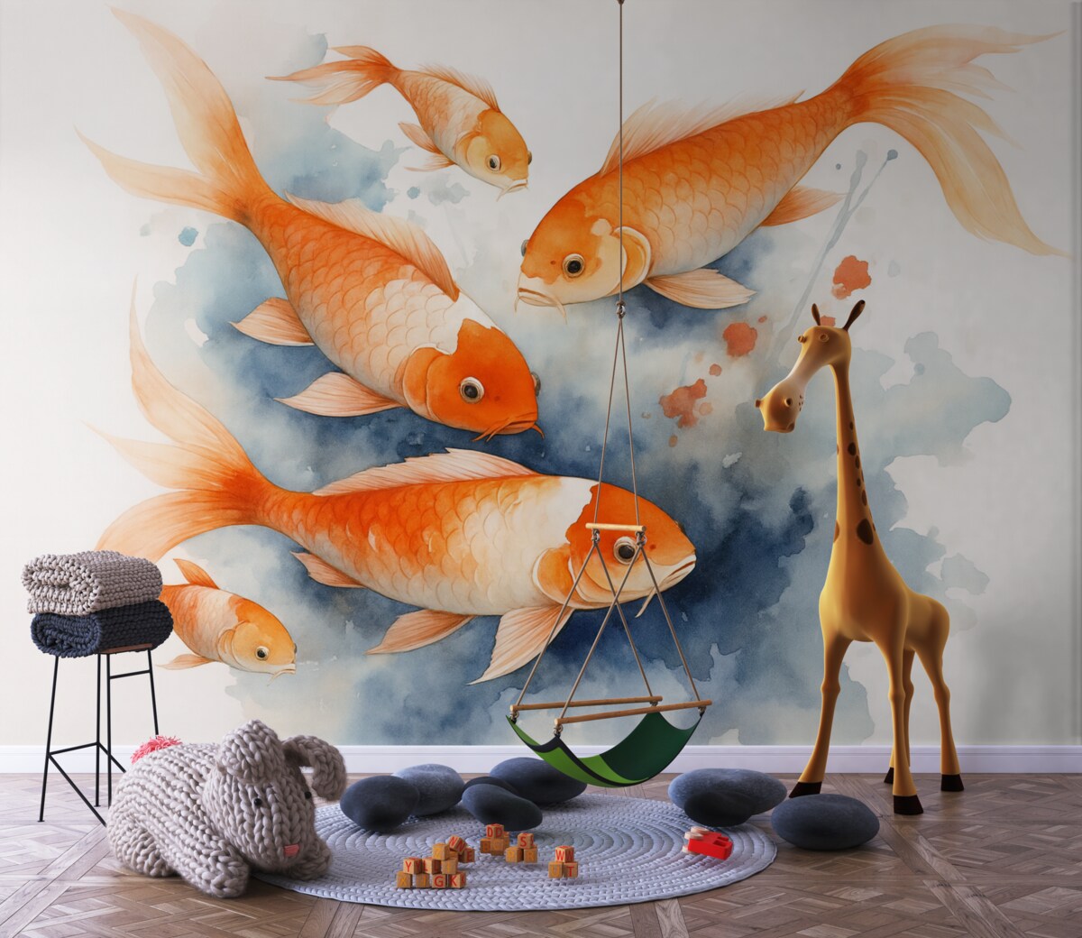 Fototapeta Karp Koi w technice akwarelowej na mokro