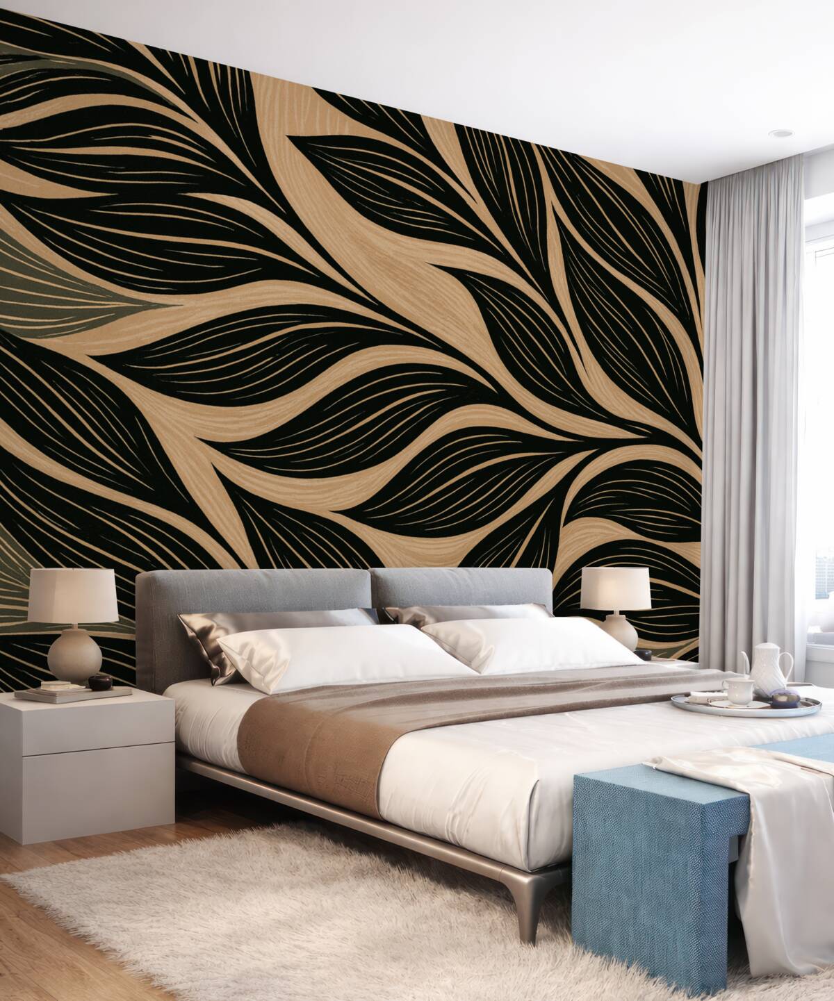 Fototapeta Wielkie, graficznie przedstawione liście.