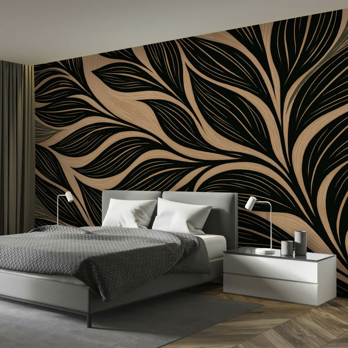 Fototapeta Wielkie, graficznie przedstawione liście.