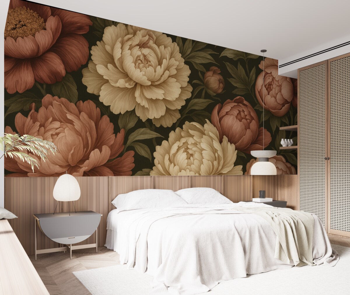 Fototapeta Wspaniałe piwonie na mrocznym tle w stylu vintage.