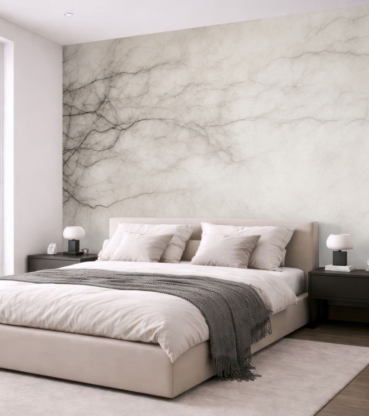 Fototapeta Drobne gałązki na mglistym jasnym tle.