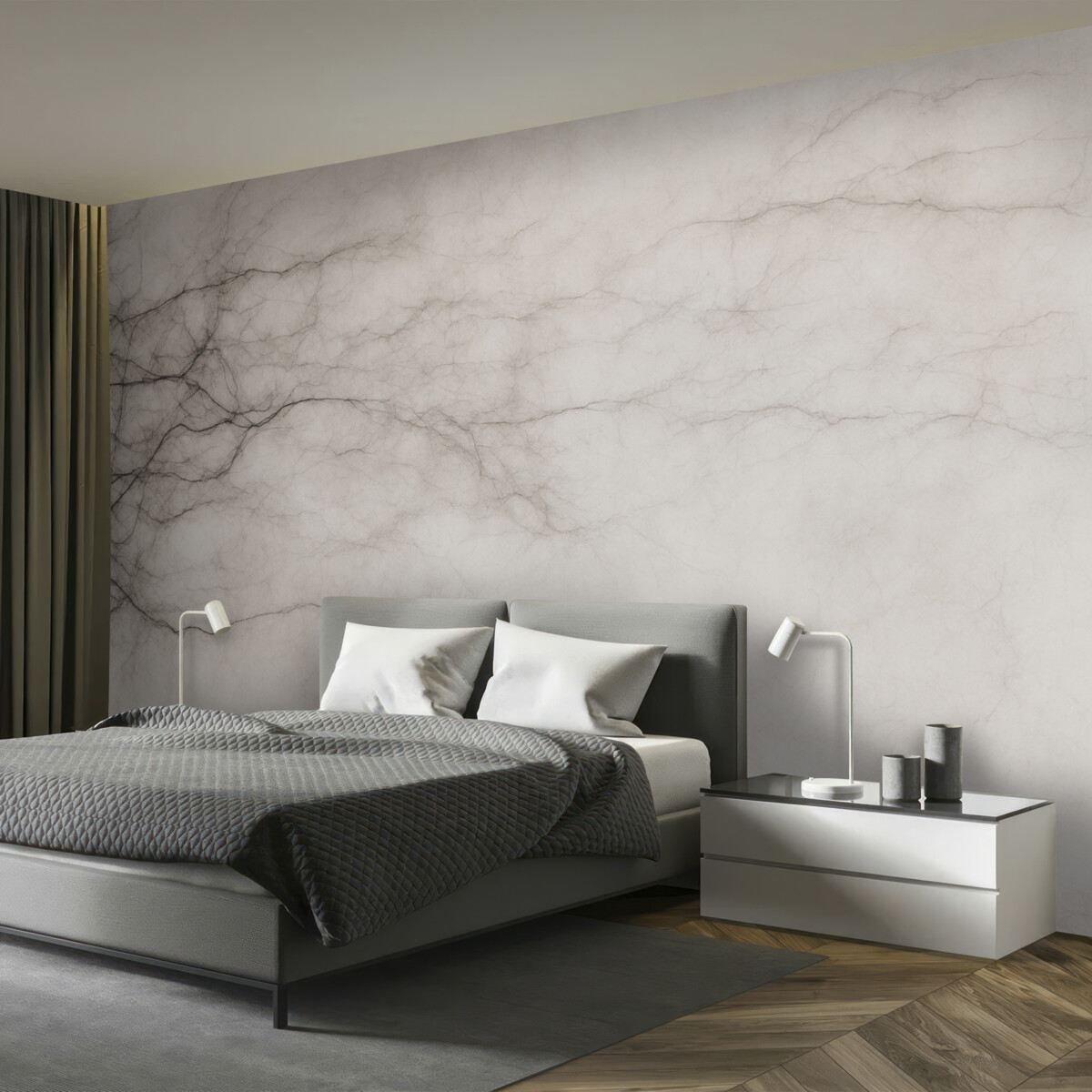 Fototapeta Drobne gałązki na mglistym jasnym tle.