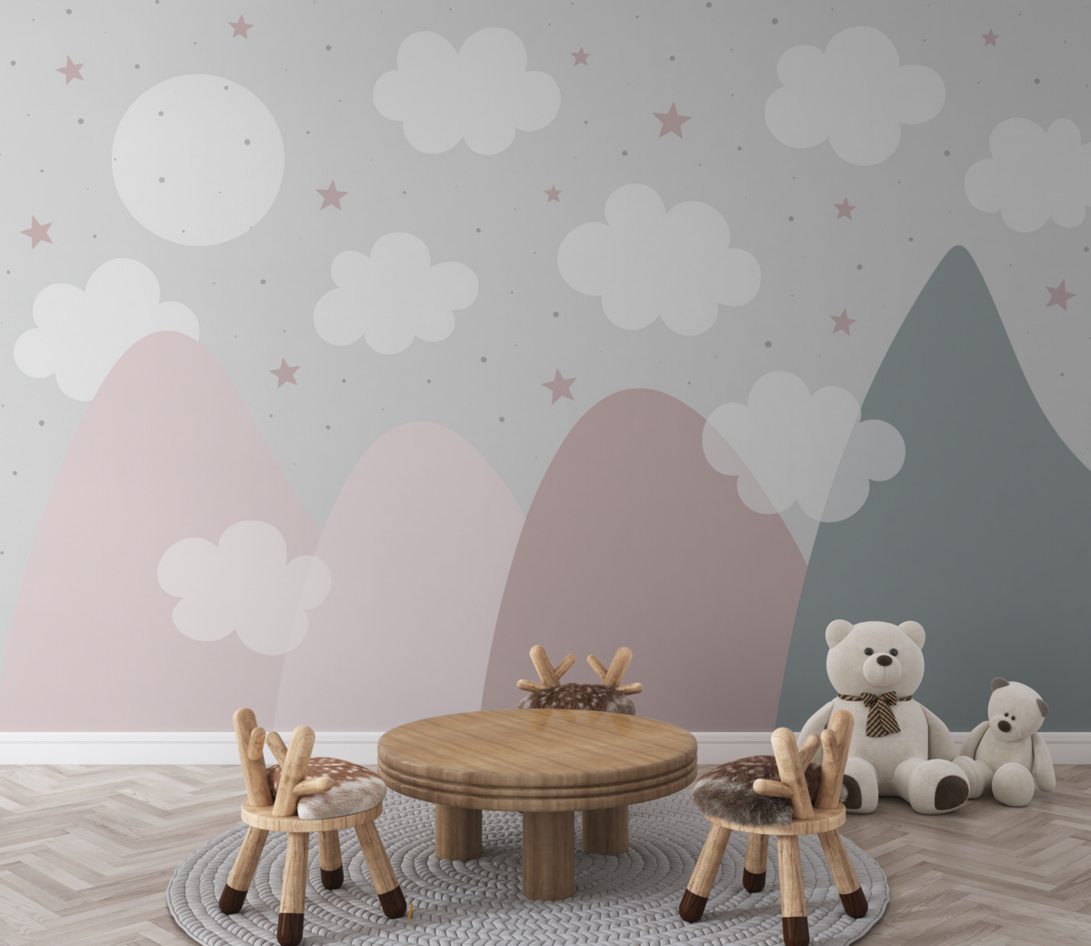 Fototapeta Obłoki w delikatnych górach.