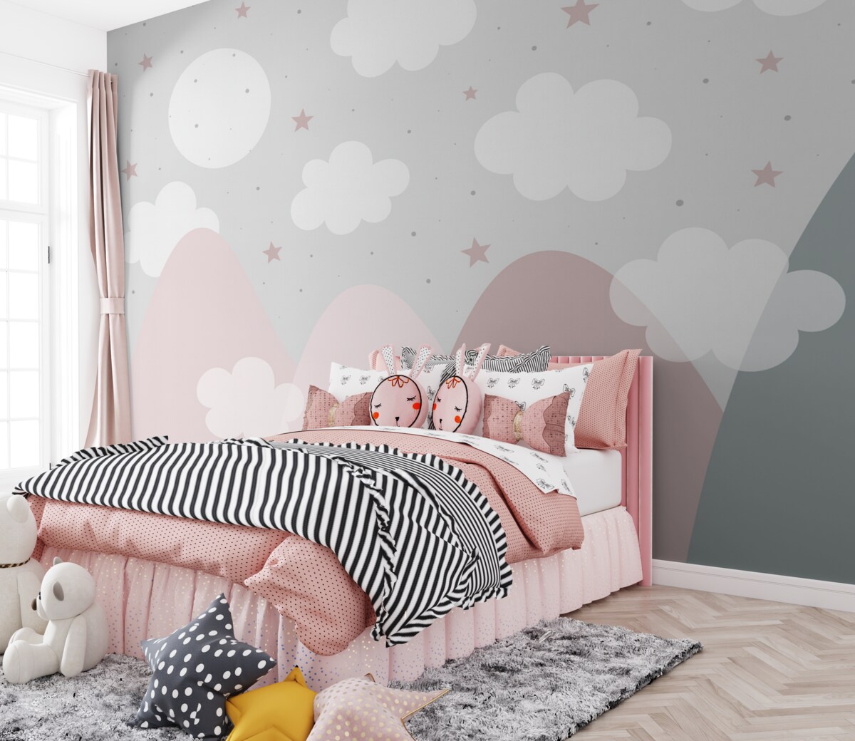 Fototapeta Obłoki w delikatnych górach.