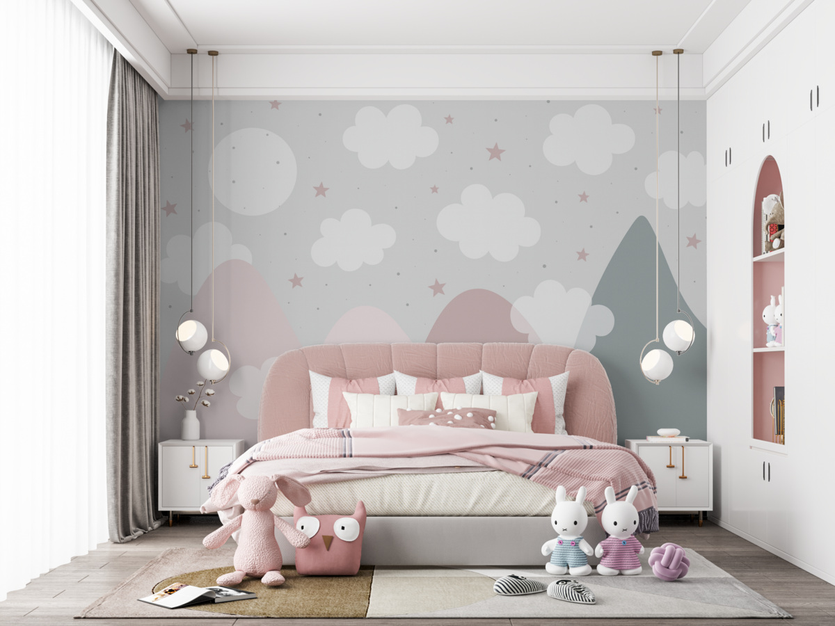 Fototapeta Obłoki w delikatnych górach.