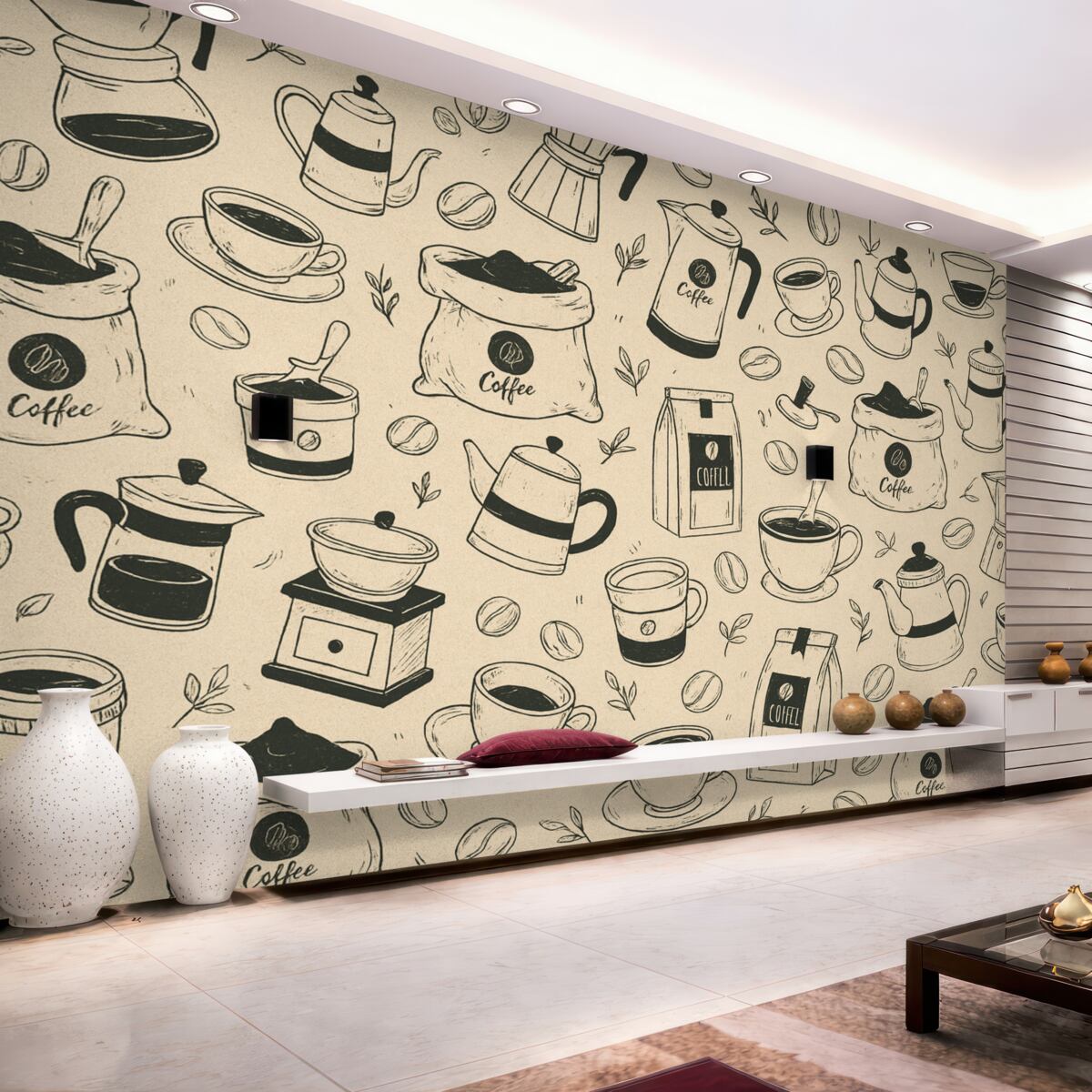 Fototapeta Detale kawy na jasnym tle.