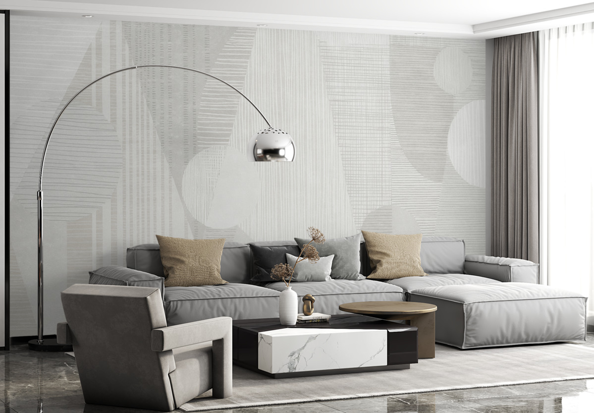 Fototapeta Współczesna geometria w retro stylu w delikatnych odcieniach.