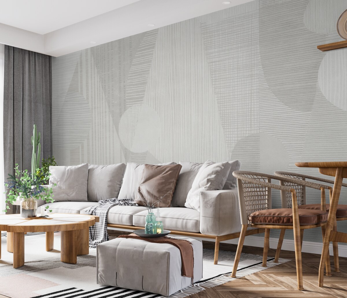 Fototapeta Współczesna geometria w retro stylu w delikatnych odcieniach.