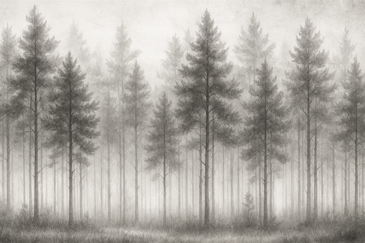 Fototapeta Abstrakcyjny las przedstawiony na ścianie.