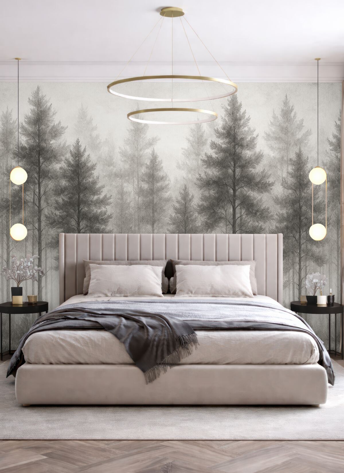 Fototapeta Abstrakcyjny las przedstawiony na ścianie.