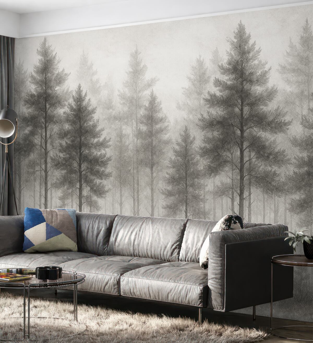 Fototapeta Abstrakcyjny las przedstawiony na ścianie.