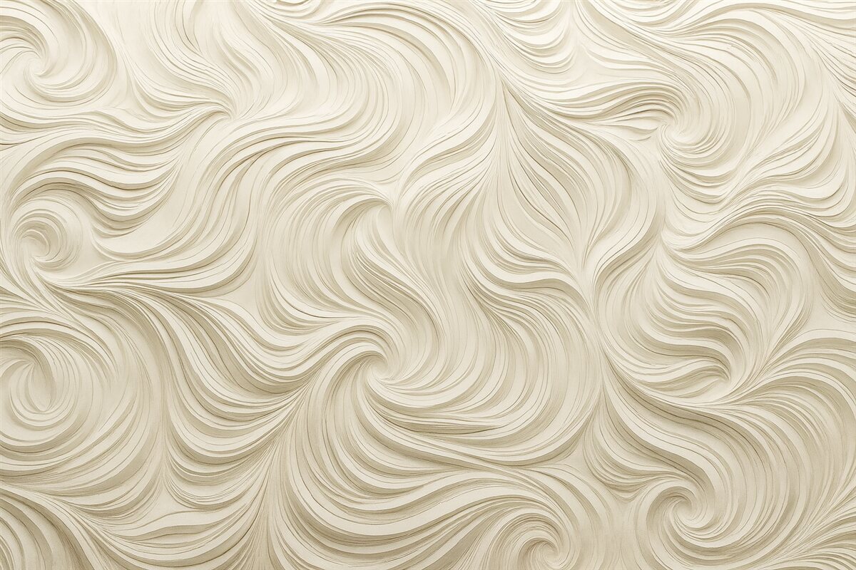 Fototapeta Wolumetryczny motyw na ścianie w jasnych odcieniach.