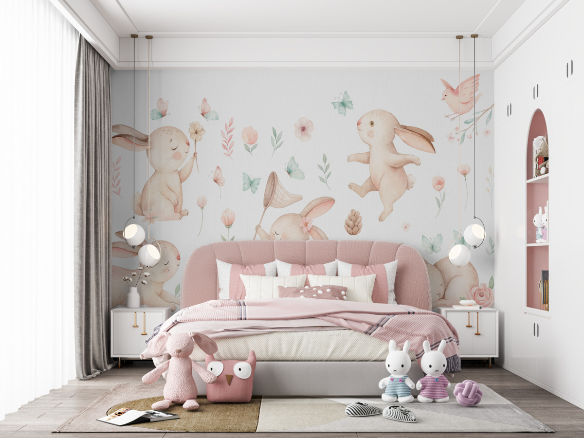 Fototapeta Czarowne króliczki w roślinach.