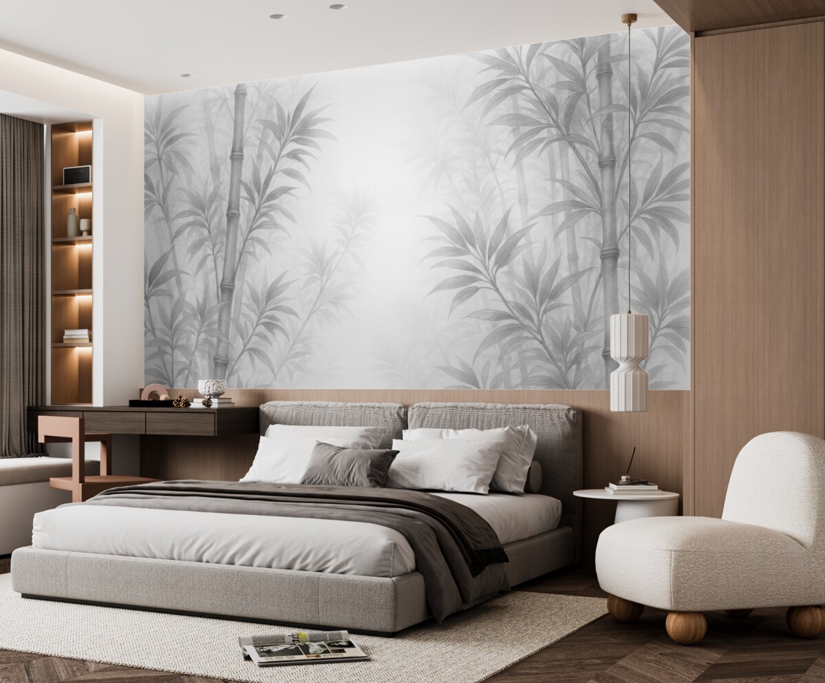 Fototapeta Subtelne kontury liści w łagodnym pastelowym stylu.