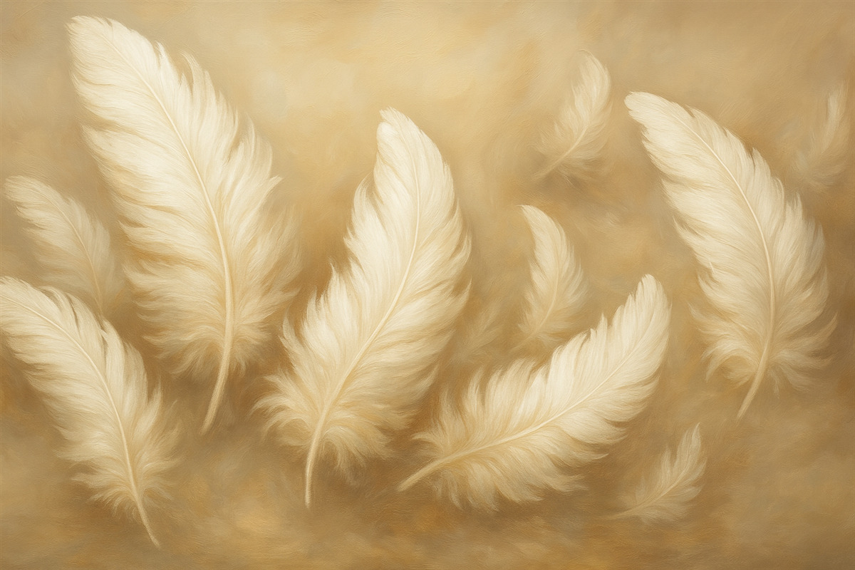 Fototapeta Lekkie pióra w subtelnych beżowych tonacjach.