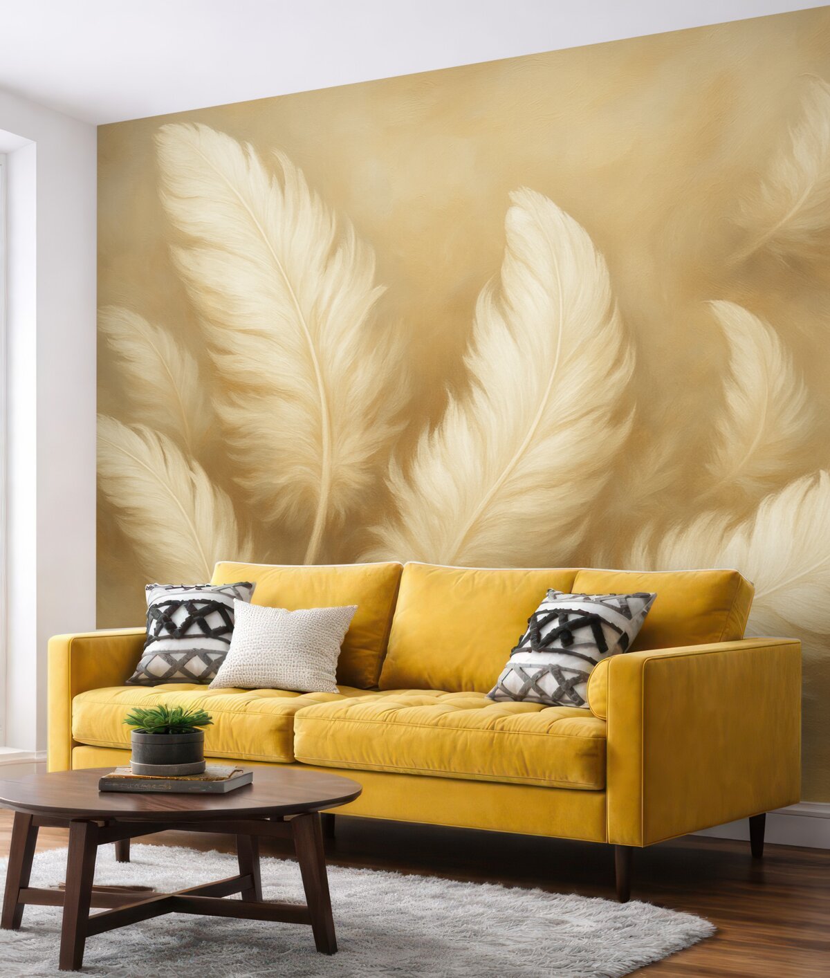 Fototapeta Lekkie pióra w subtelnych beżowych tonacjach.