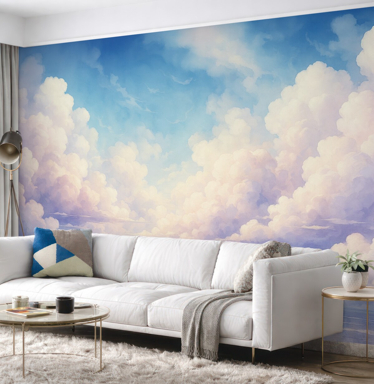 Fototapeta Chmury na niebie akwarelą.