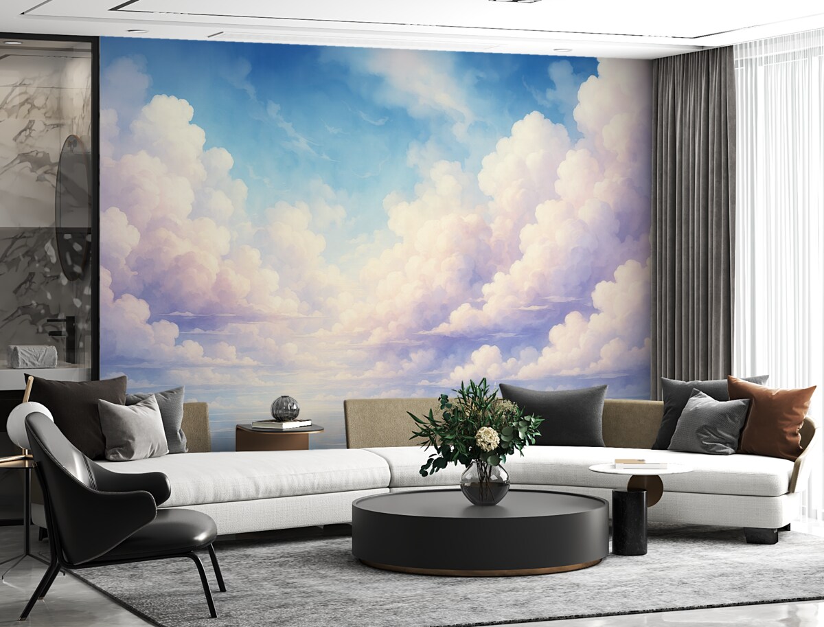 Fototapeta Chmury na niebie akwarelą.