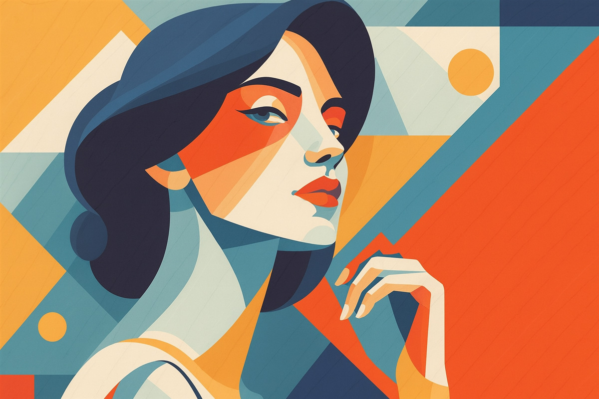 Fototapeta Dziewczyna z geometrycznymi elementami.