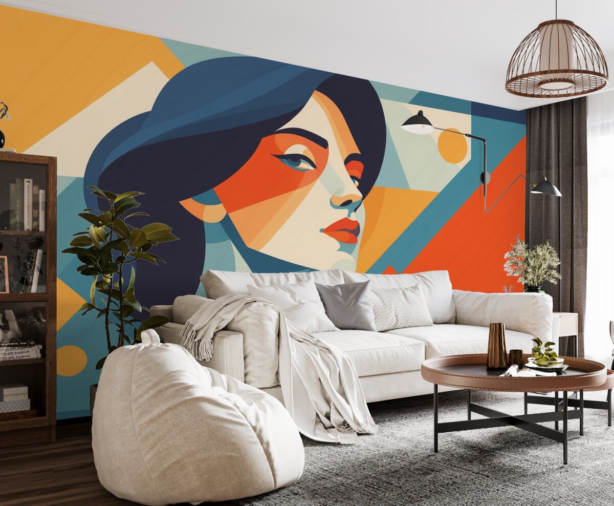 Fototapeta Dziewczyna z geometrycznymi elementami.