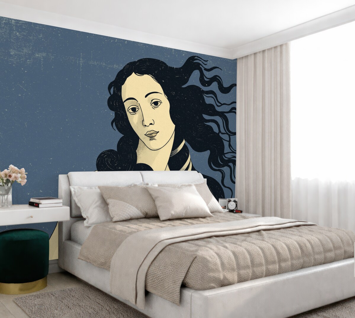 Fototapeta Wenus z retro teksturą na niebieskim tle.