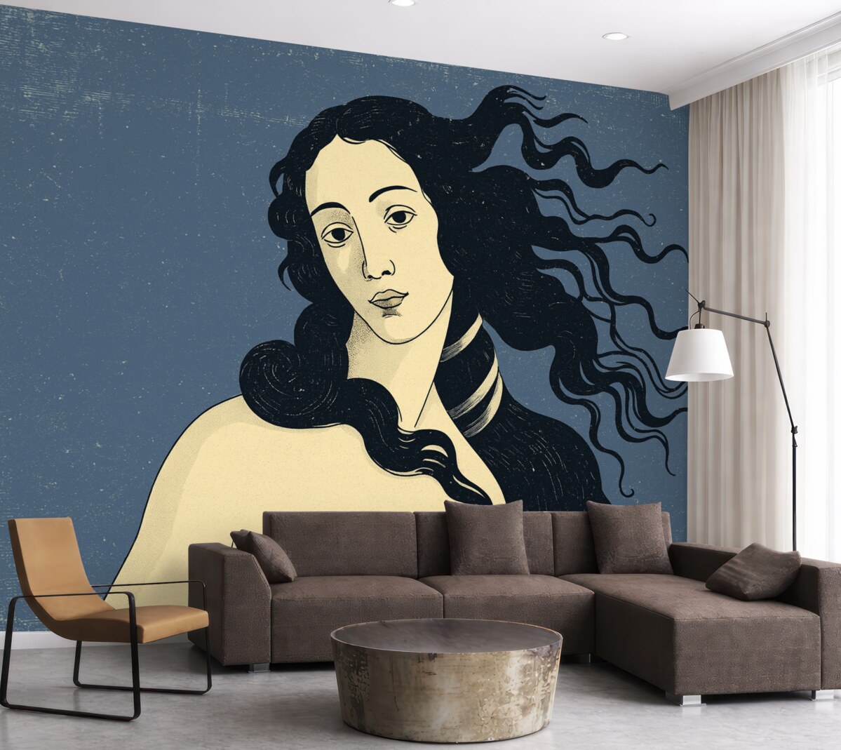 Fototapeta Wenus z retro teksturą na niebieskim tle.