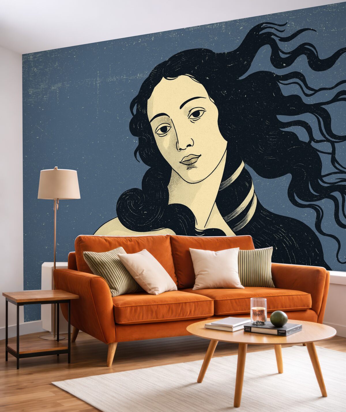 Fototapeta Wenus z retro teksturą na niebieskim tle.