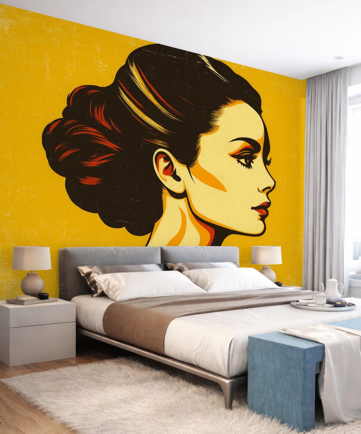 Fototapeta Retro dziewczyna na złotym tle.