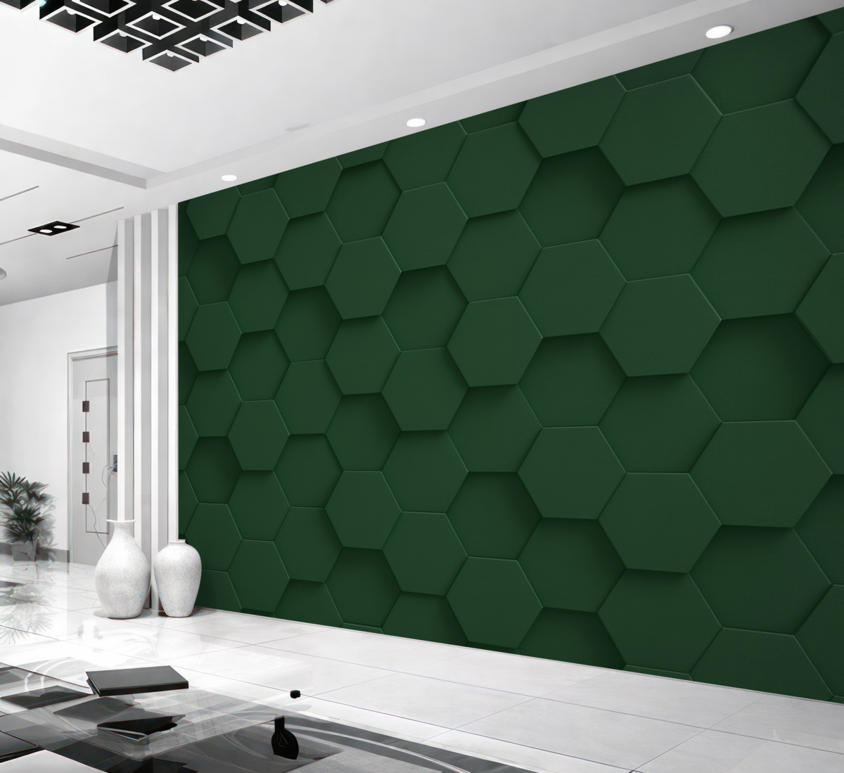 Fototapeta Pentagon, abstrakcyjna forma, zielona barwa.