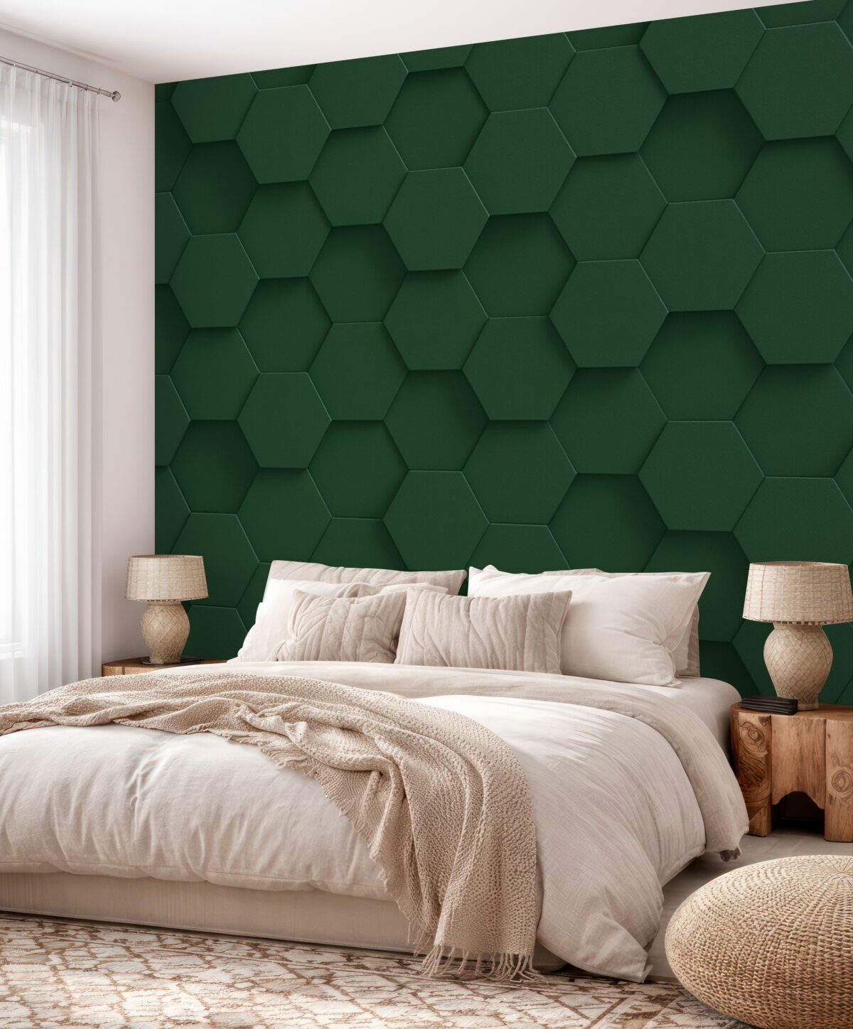 Fototapeta Pentagon, abstrakcyjna forma, zielona barwa.