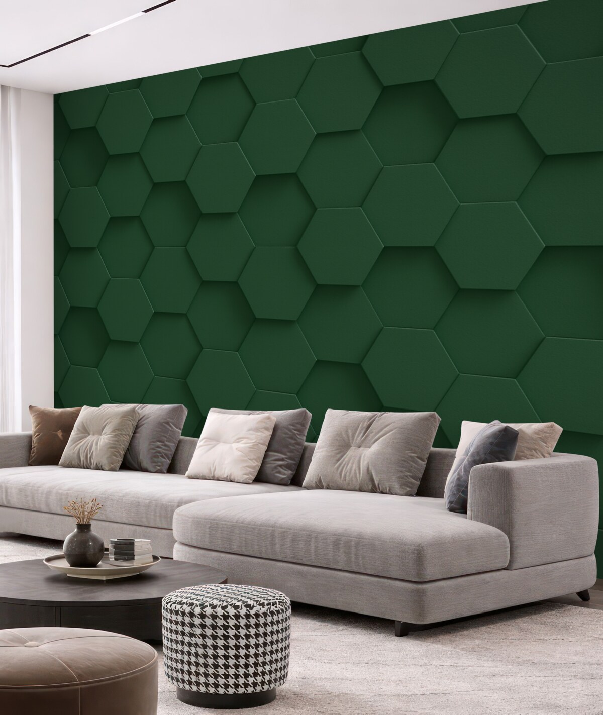 Fototapeta Pentagon, abstrakcyjna forma, zielona barwa.