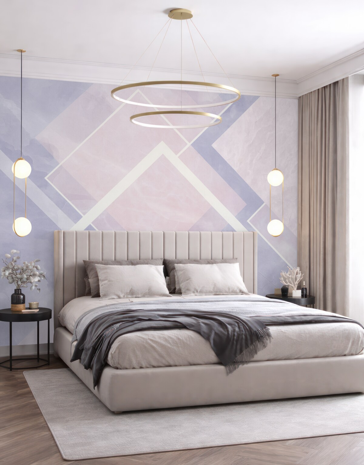 Fototapeta Geometria w tonacjach różu i niebieskiego.