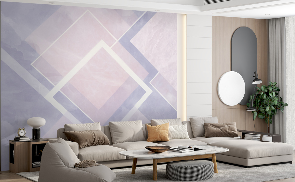 Fototapeta Geometria w tonacjach różu i niebieskiego.