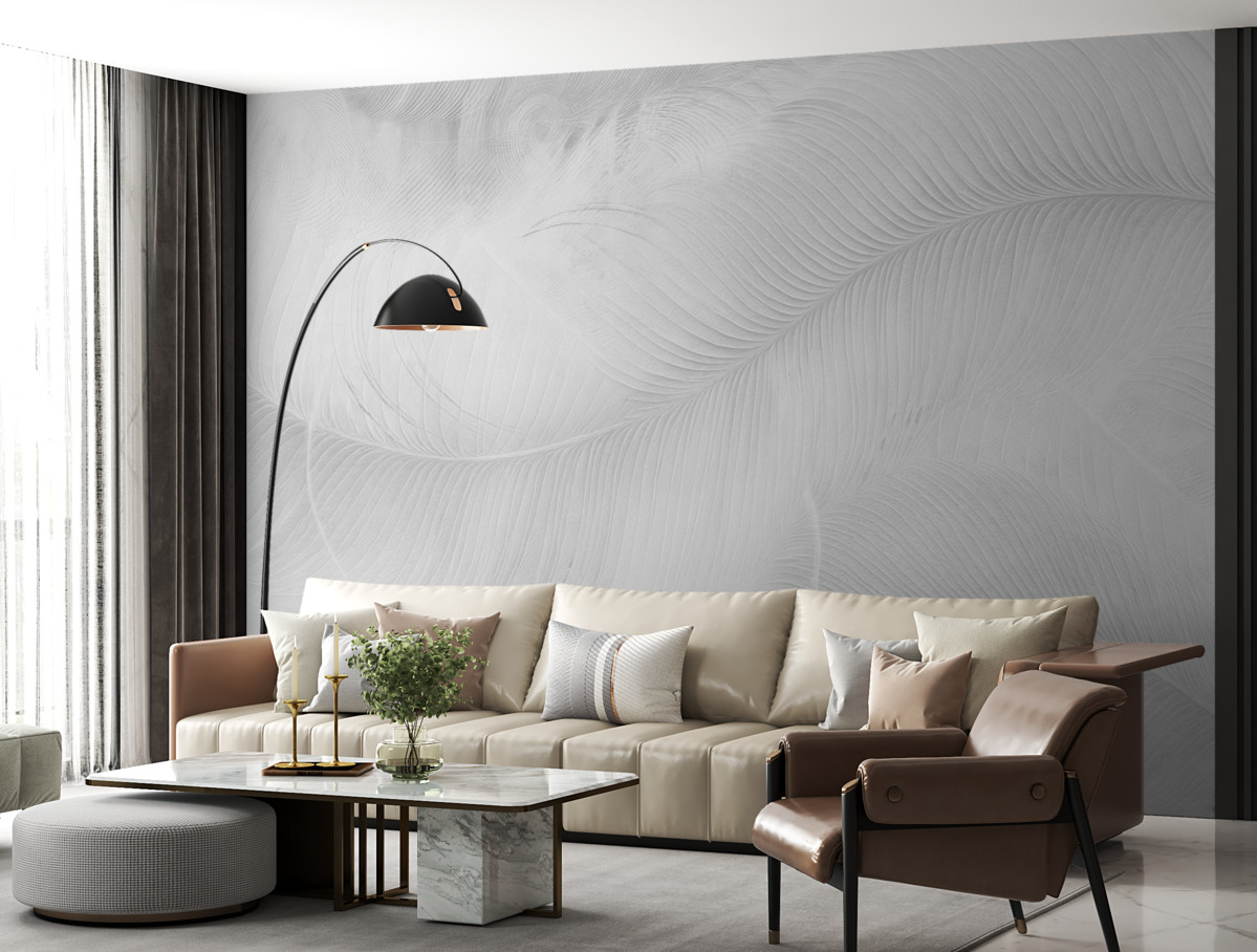 Fototapeta Delikatna struktura piór w tonacjach szarości.