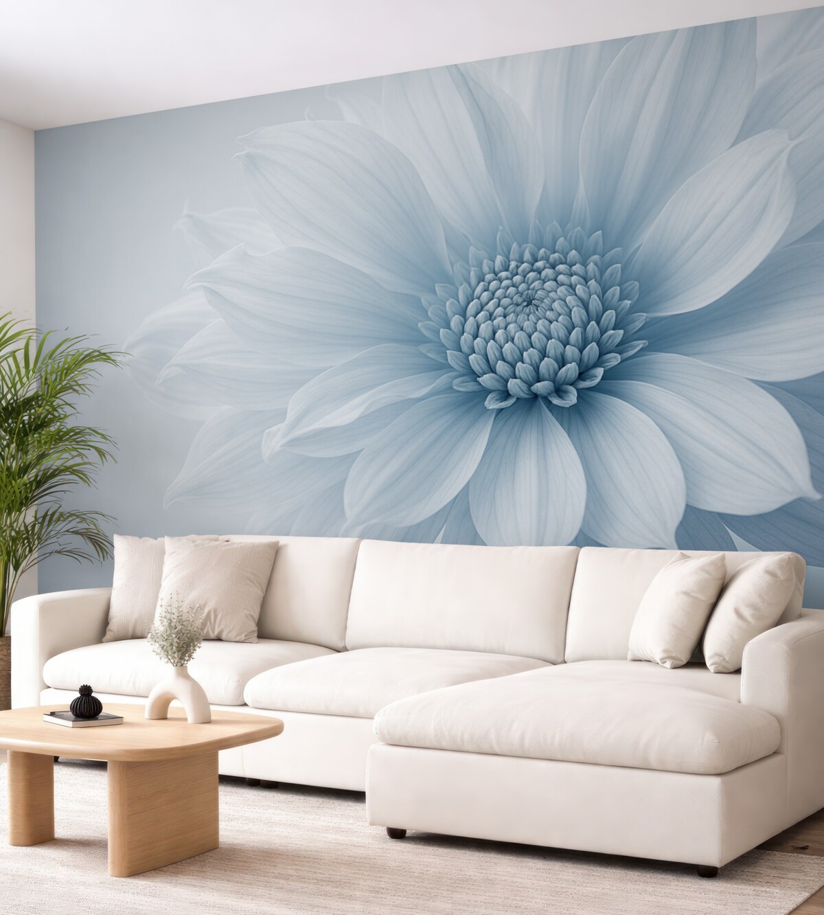 Fototapeta Subtelny niebieski kwiat na jasnym tle.