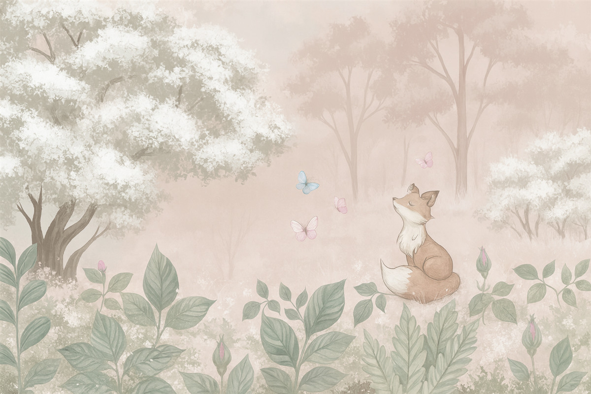 Fototapeta Baśniowy las z kogucikiem.