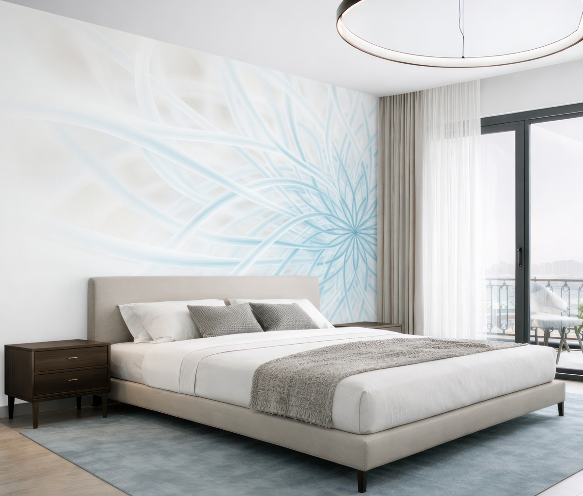 Fototapeta Imponujący nowoczesny kwiat w subtelnych pastelowych odcieniach.