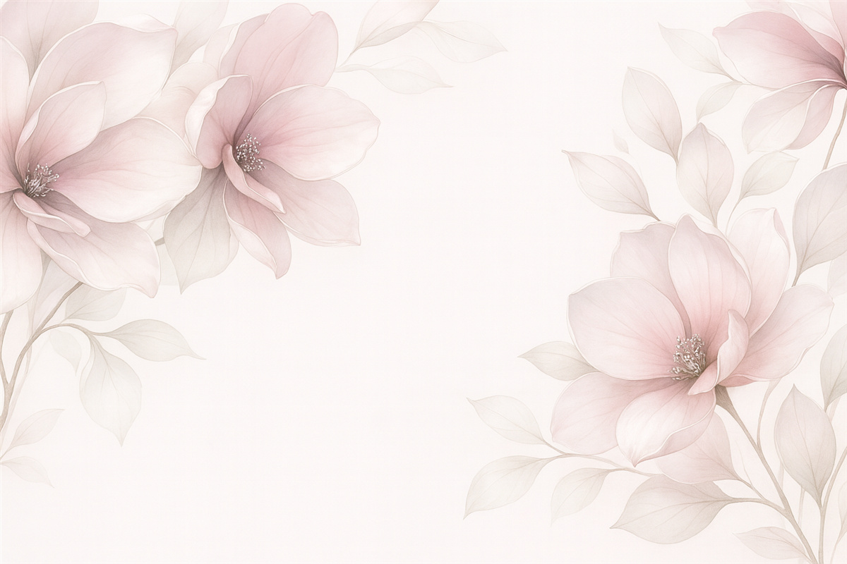 Fototapeta Różowe, półprzezroczyste, spore kwiaty u góry.