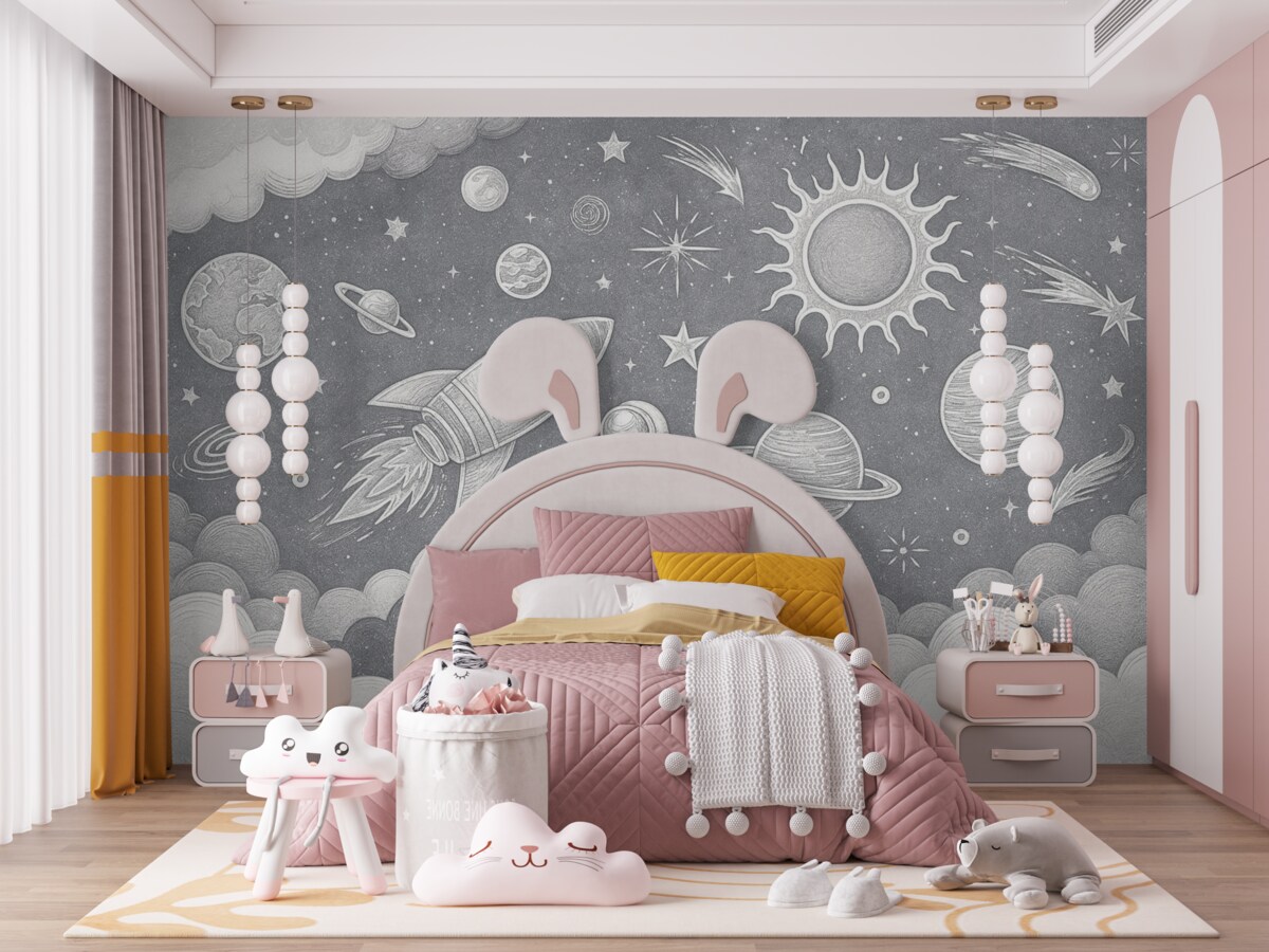 Fototapeta Planetarny świat i szarość astronauty.