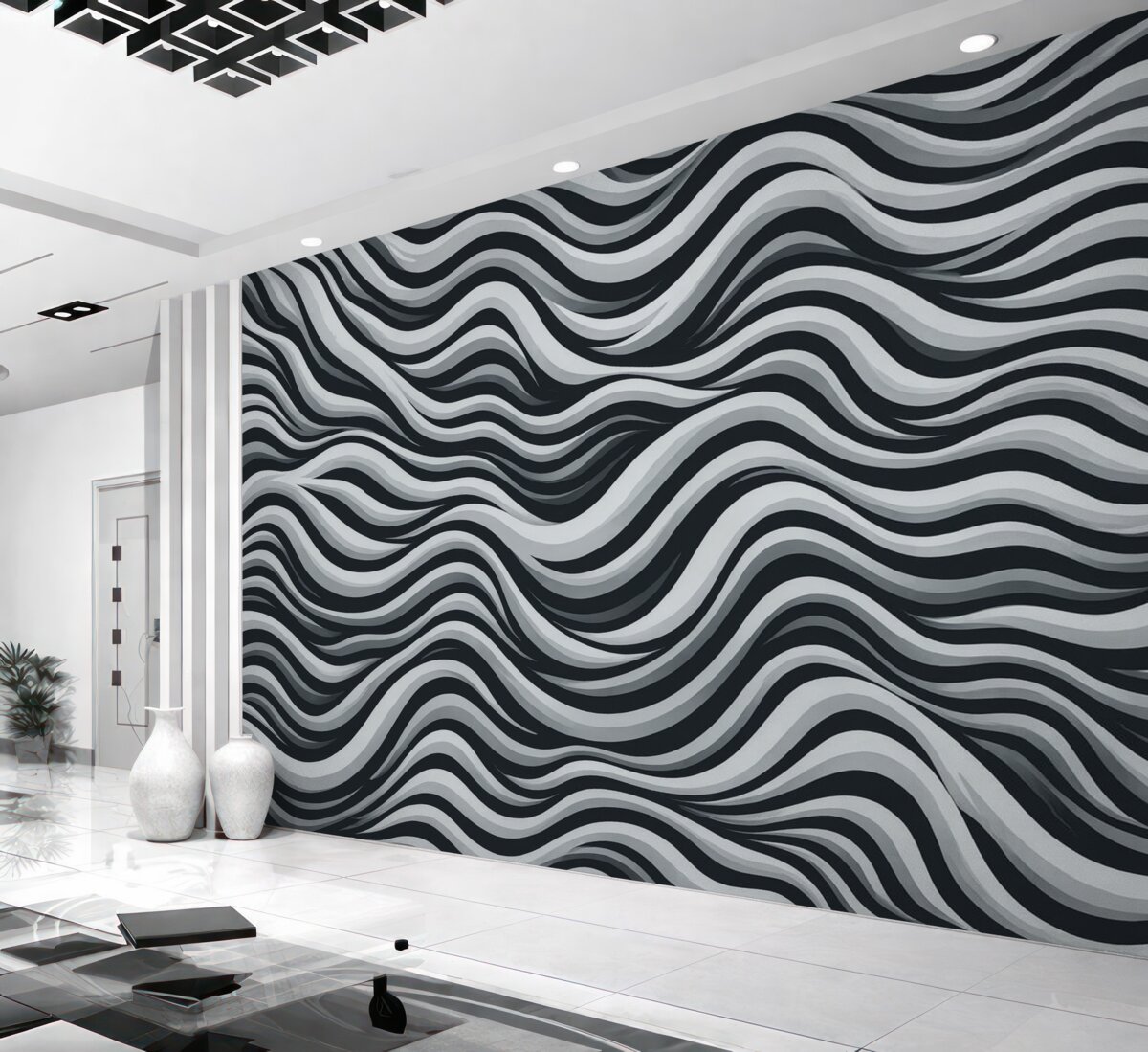 Fototapeta Zakrzywione linie w trzech odcieniach.