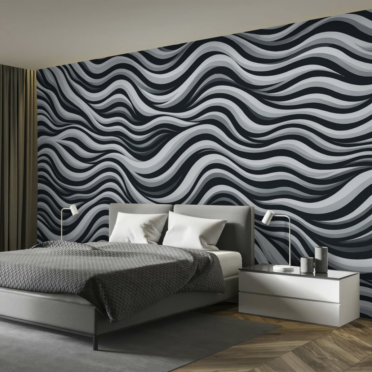 Fototapeta Zakrzywione linie w trzech odcieniach.