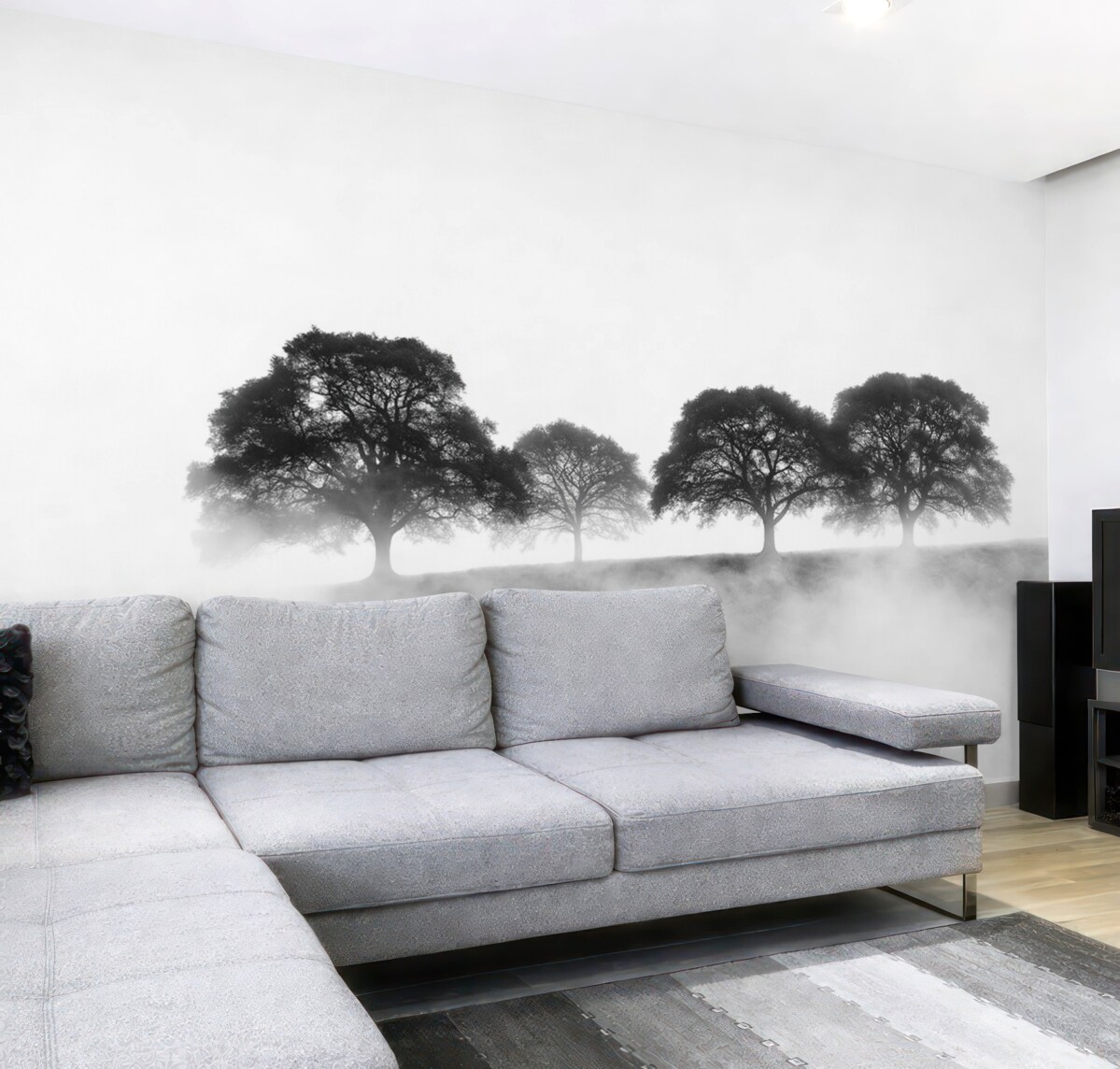 Fototapeta Drzewa na pagórku, prostota, przyroda, monochromatyczny.