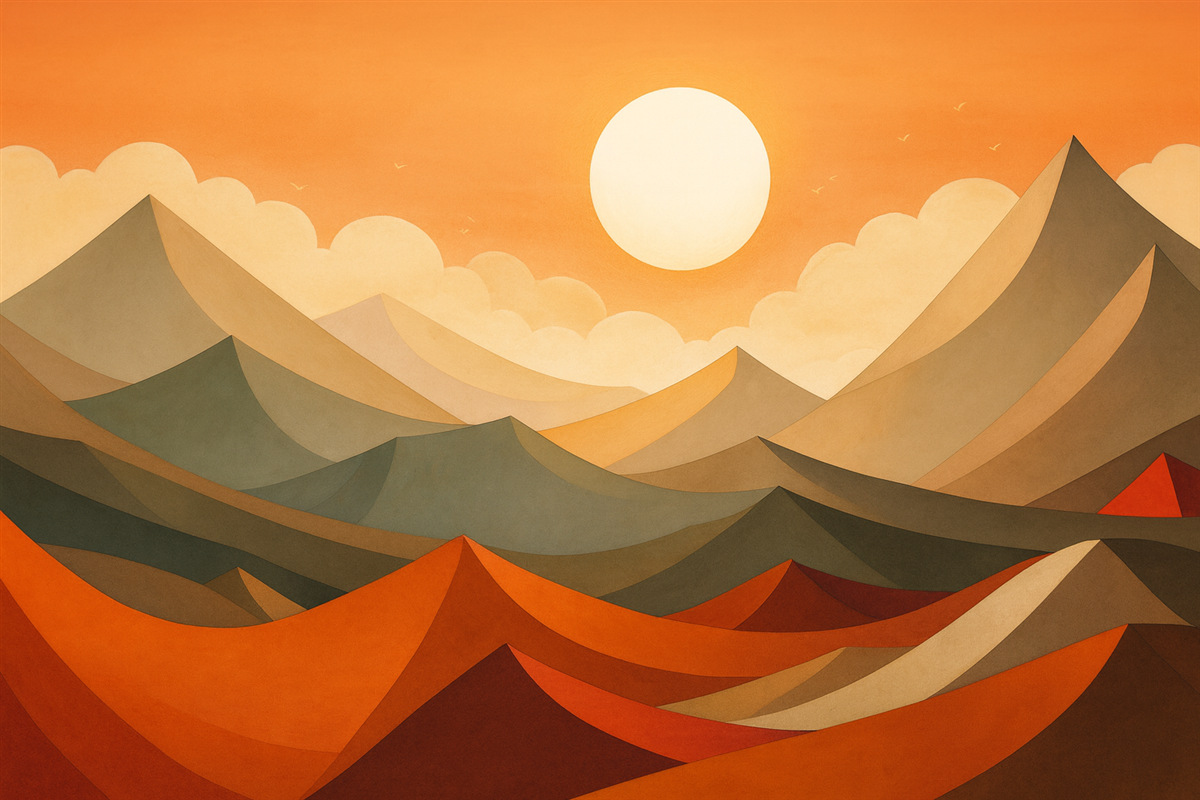 Fototapeta Abstrakcyjne szczyty o poranku.