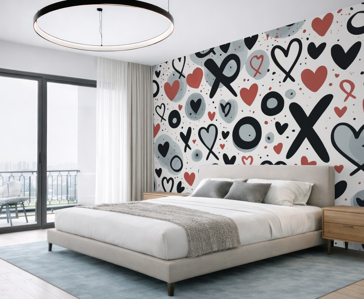 Fototapeta Miłosny zamęt z sercami.