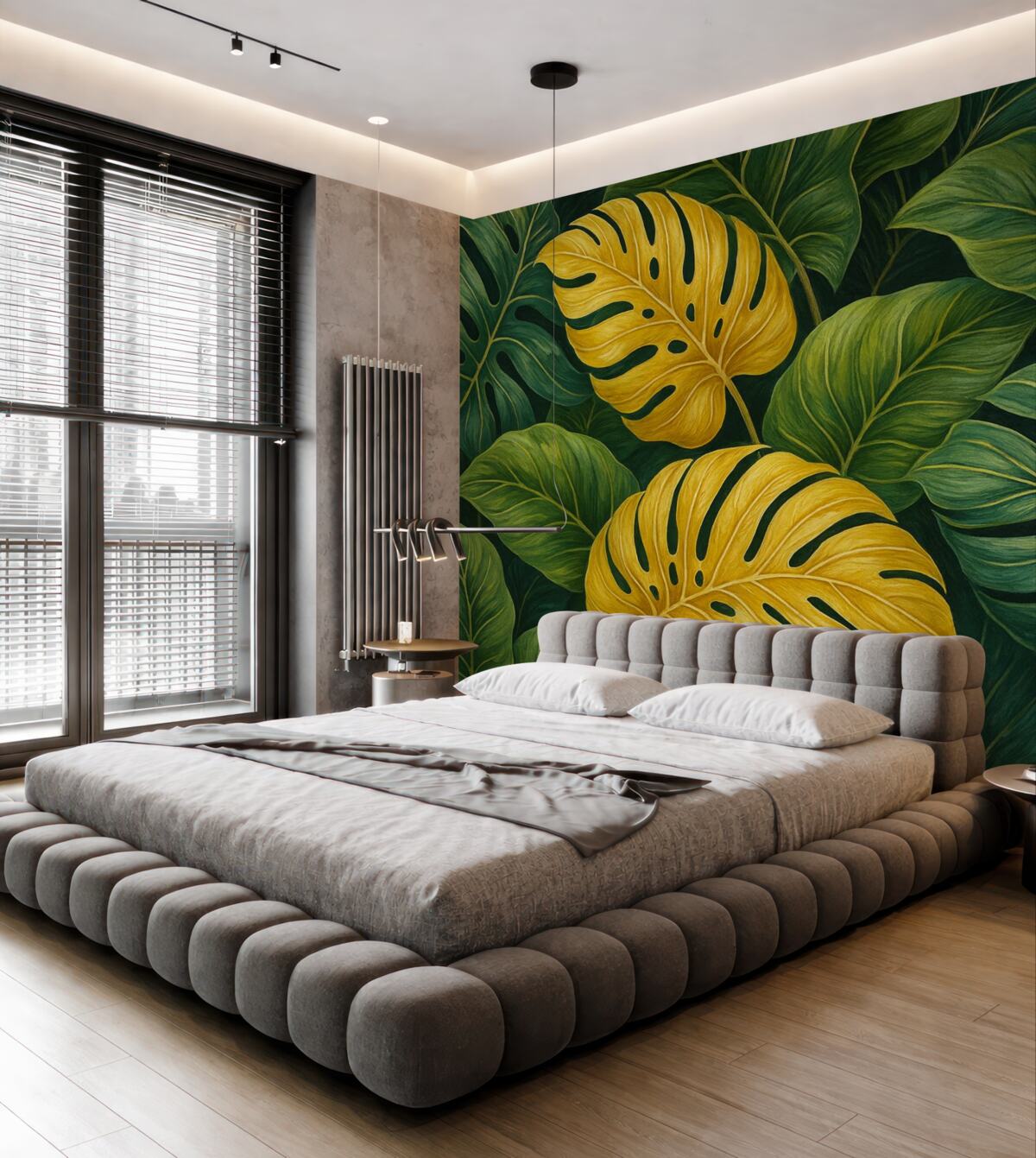 Fototapeta Tropikalne zielone i żółte liście.