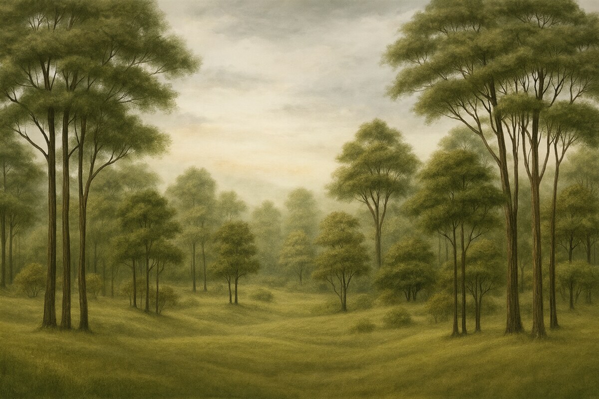 Fototapeta Zielony lasek w stylu retro.