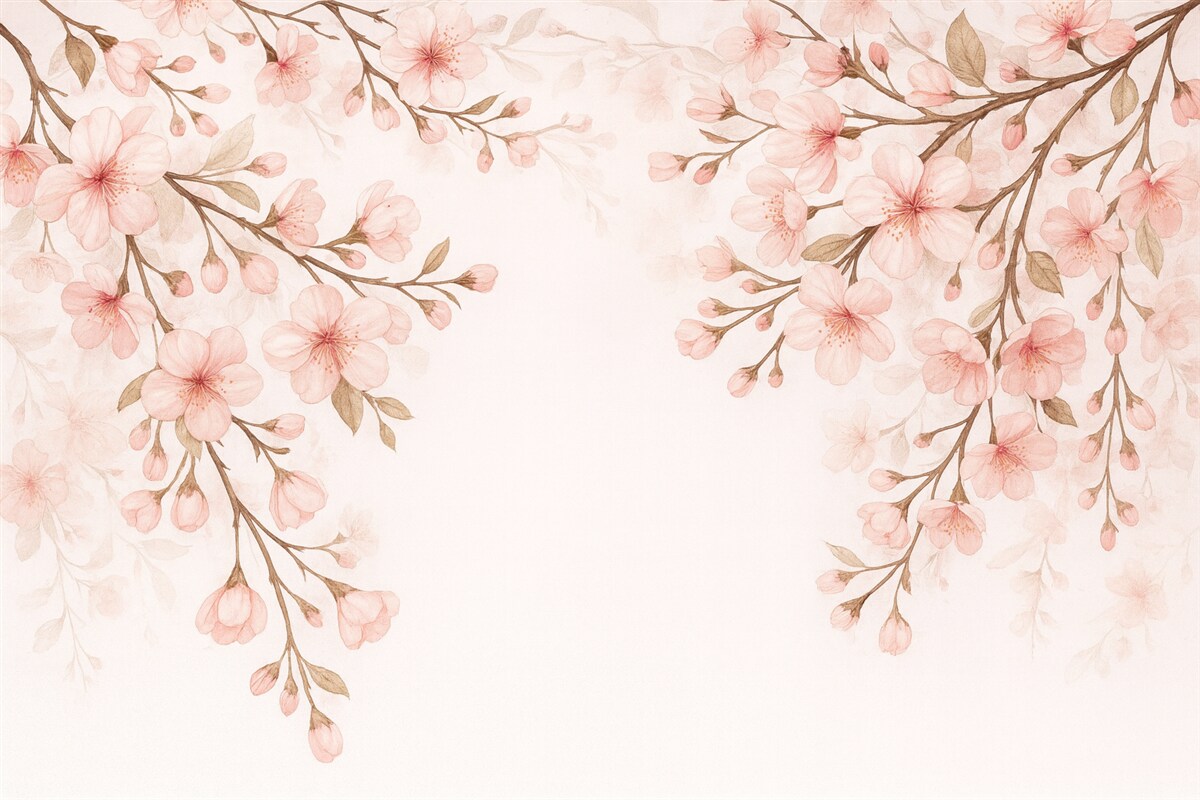 Fototapeta Różowe kwitnące konary na różowej powierzchni.